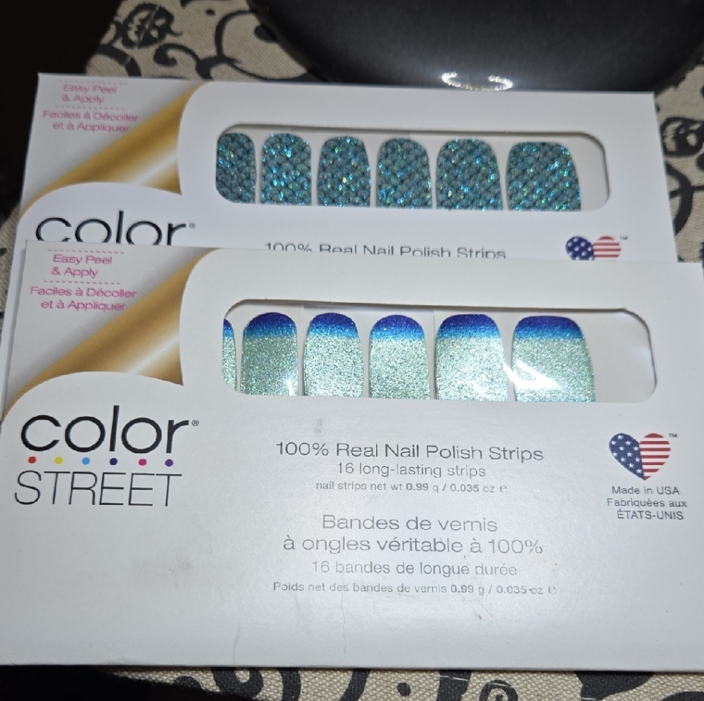 New 2 Pack Color Street Blue Ombre And Mermaid Scale COLOR  StNail Strips